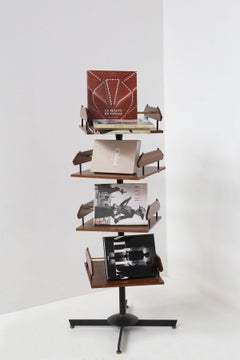 Libreria girevole in Wood e ottone vintage di Ico Parisi 'Attr.'