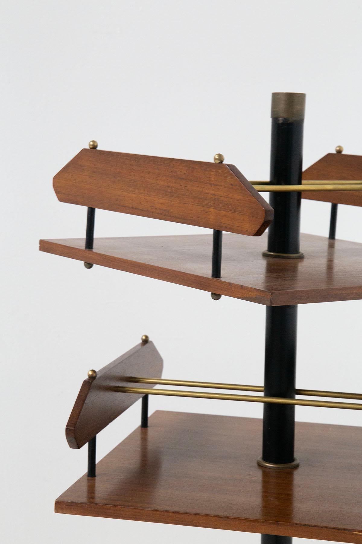 Ico Parisi Vintage Wood and Brass Swivel Bookcase 'Attr.' 6