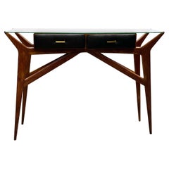 Ico Parisi Table console en noyer avec 2 tiroirs:: Italie 1950s