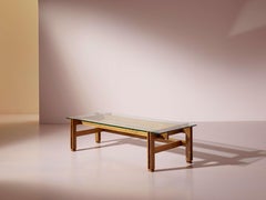 Mesa de centro de madera y cristal Ico Parisi modelo 751 de Cassina, Italia, Años 60