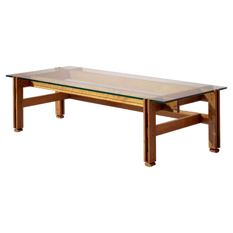 Tavolino in legno e vetro Ico Parisi modello 751 di Cassina