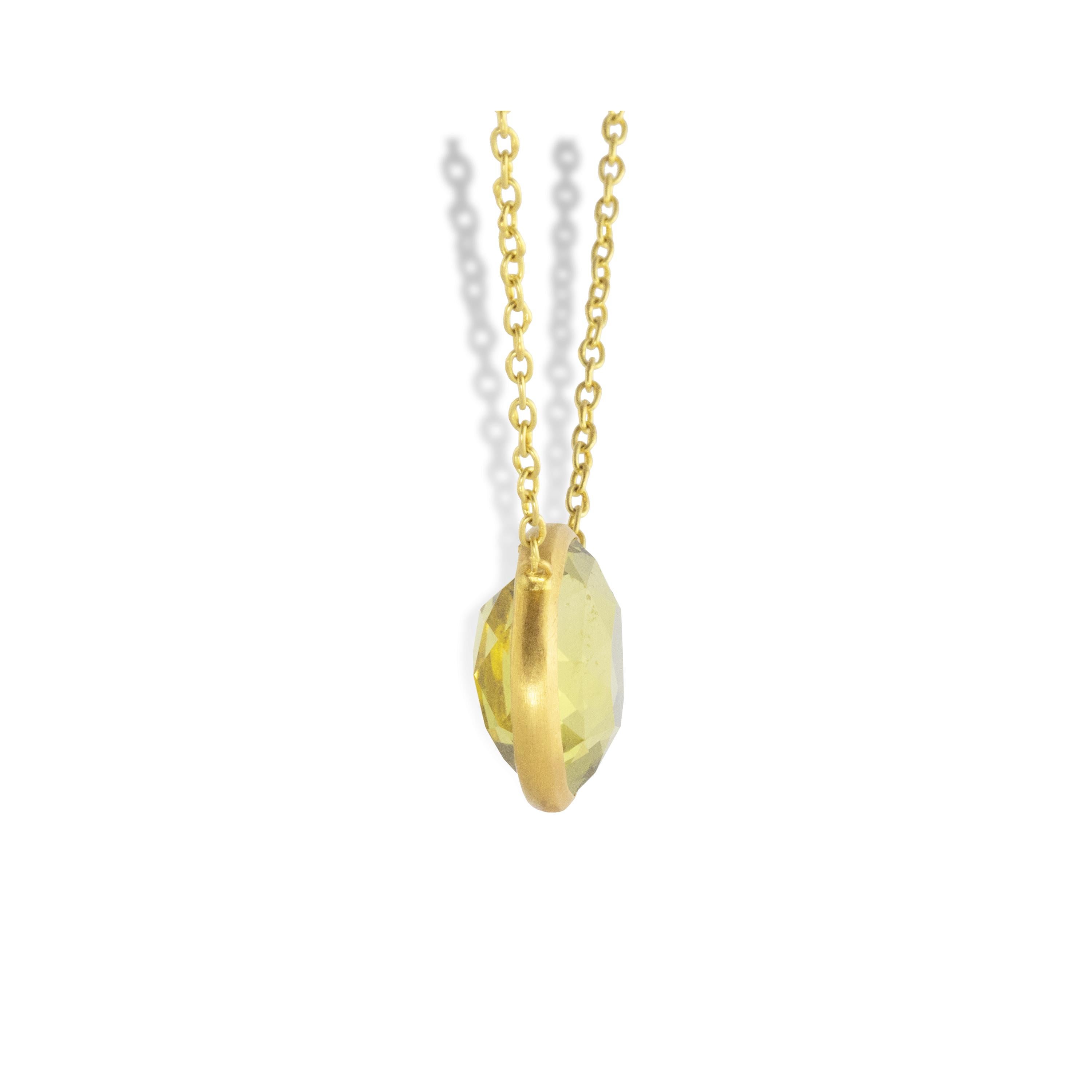 Ico & the Bird Fine Jewelry, Halskette aus 22k Gold mit 10 Karat Zitronenquarz (Gemischter Schliff) im Angebot