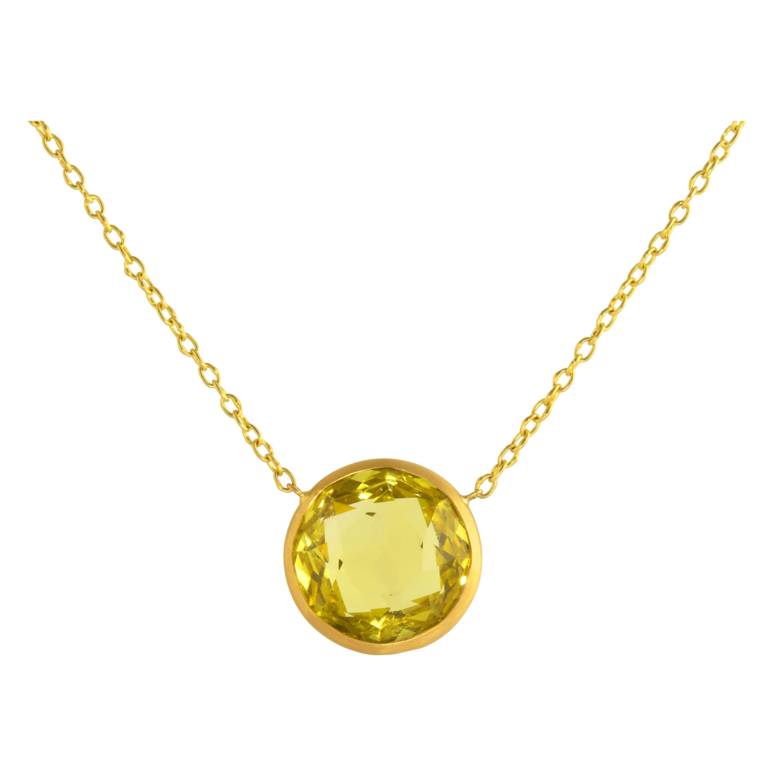 Ico & the Bird Fine Jewelry 10 Carat Lemon Quartz 22k Gold Necklace