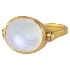Ico & the Bird Fine Jewelry Anello in oro con pietra lunare e diamante da 11,46 carati
