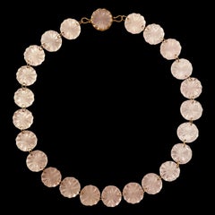 Ico & the Bird Fine Jewelry 240cts Rose Quartz Carved 22k Gold Necklace
