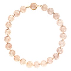 Ico & the Bird Fine Jewelry 240cts Rose Quartz Carved 22k Gold Necklace