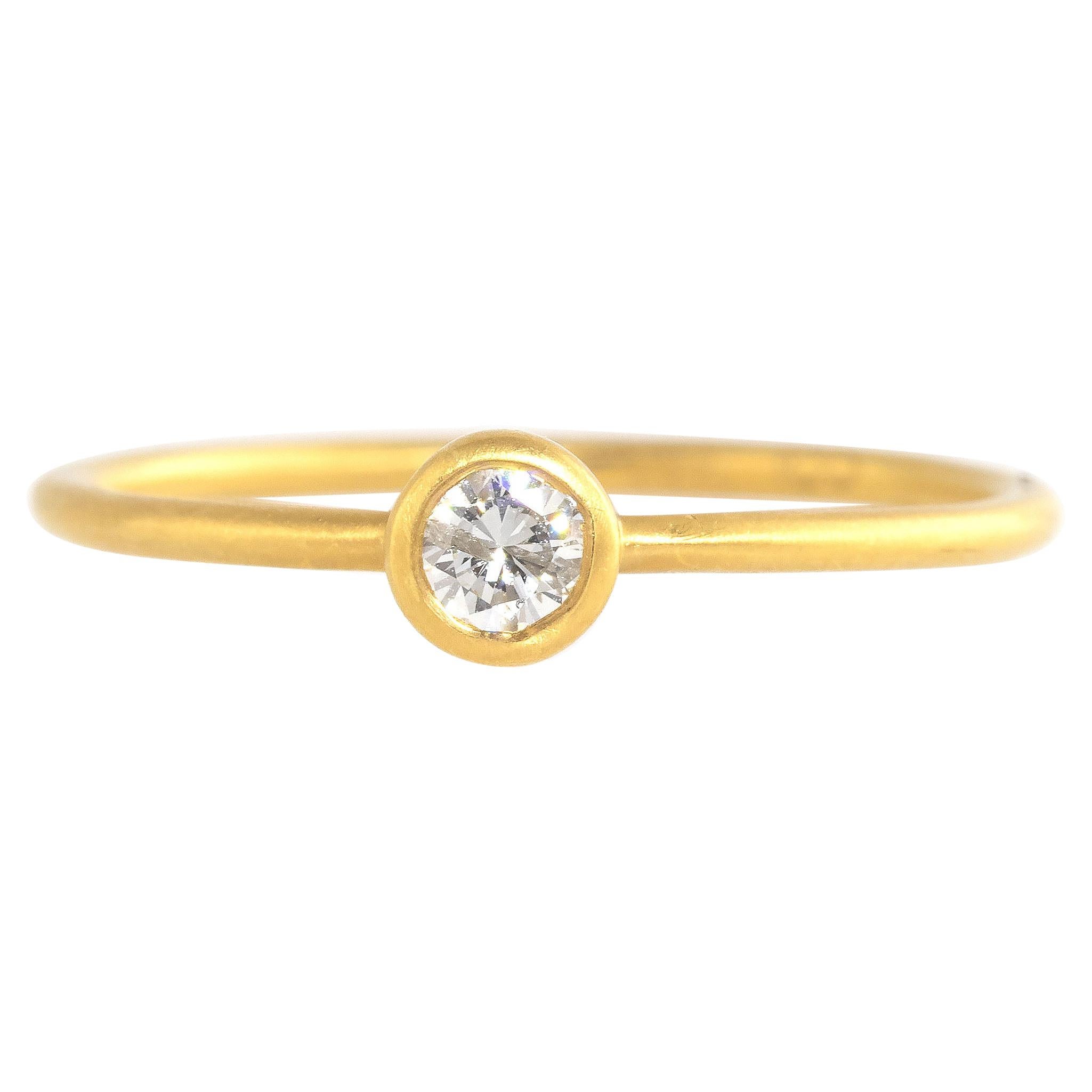 Ico & the Bird Fine Jewelry .25carat Diamond 22k Gold Stacking Ring  For Sale