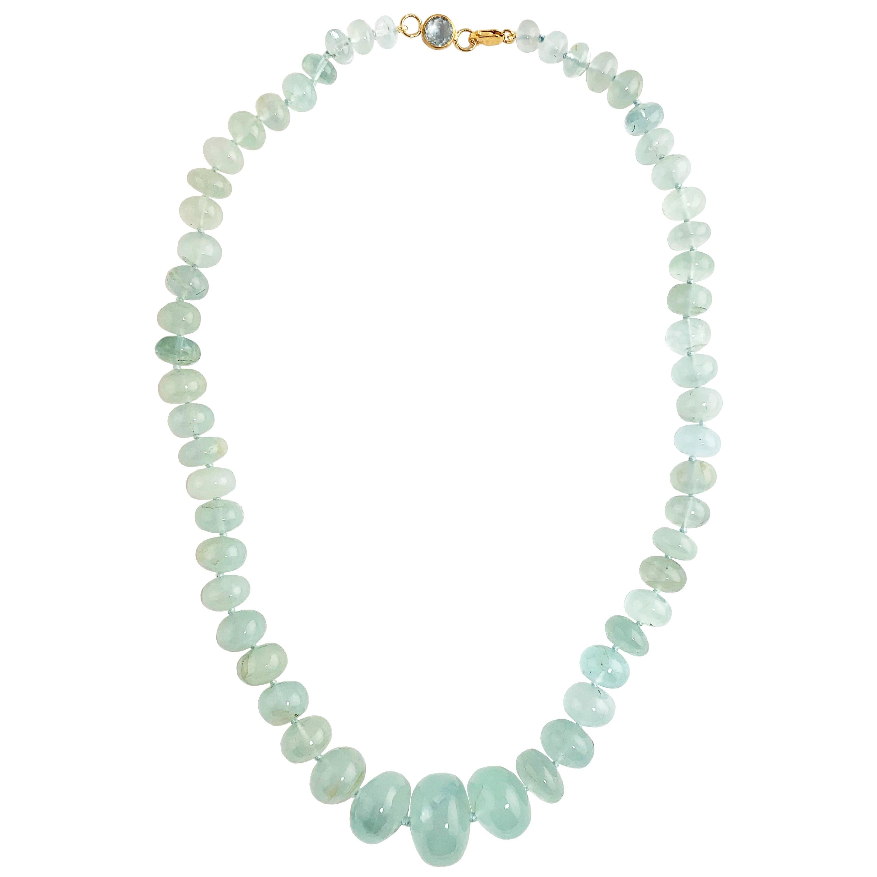 Ico & the Bird Fine Jewelry 375 Carat Aquamarine Gold Necklace For Sale