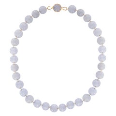 Ico & the Bird Fine Jewelry 408cts Blue Chalcedony 22k gold Necklace