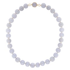 Ico & the Bird Fine Jewelry 408cts Blue Chalcedony 22k gold Necklace