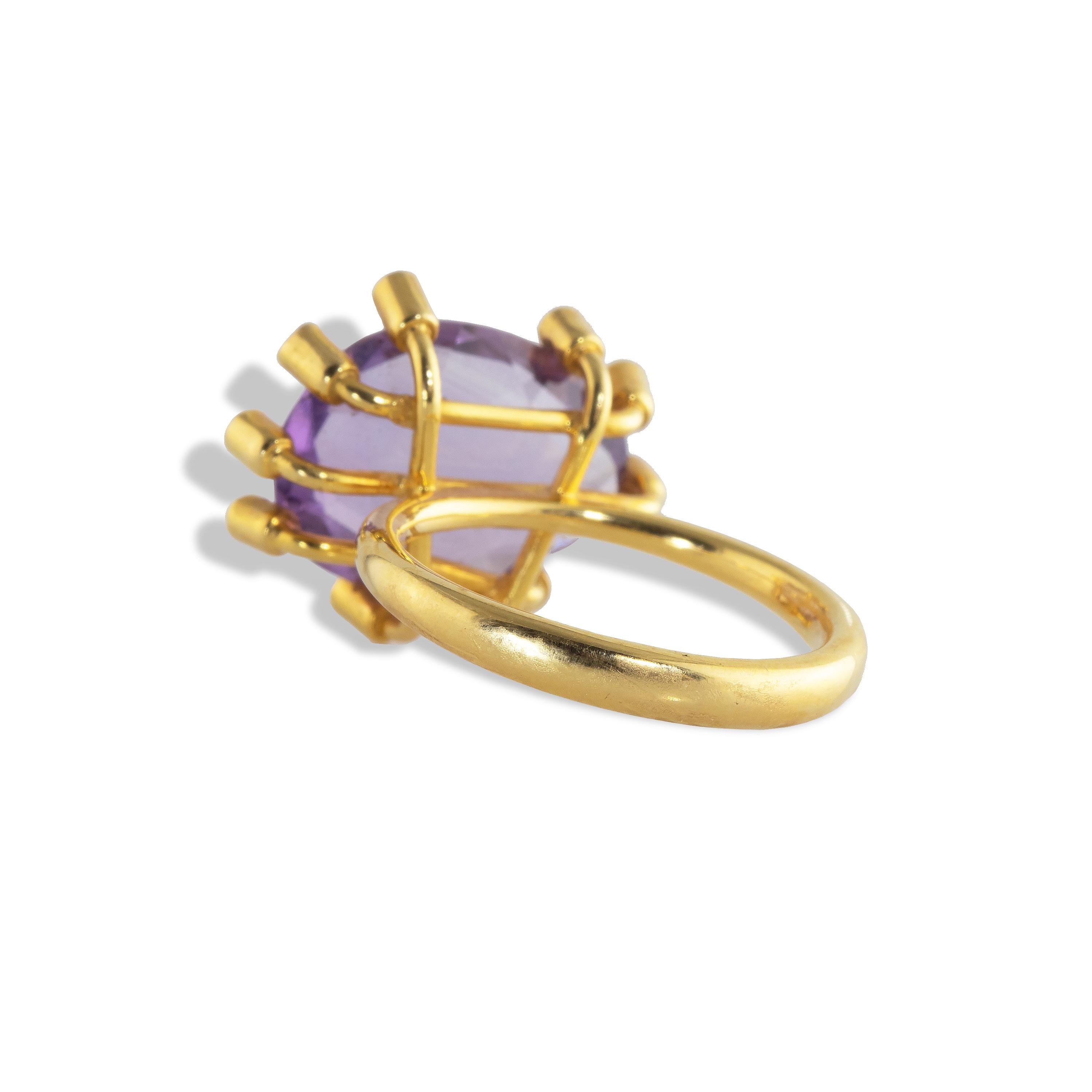Ico & the Bird Fine Jewelry 11 Karat Amethyst-Diamant-Goldring (Kunsthandwerker*in) im Angebot