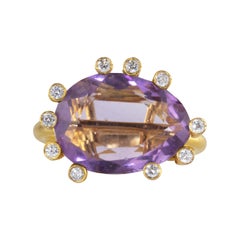 Ico & the Bird Fine Jewelry 11 carat Amethyst Diamond Gold Ring