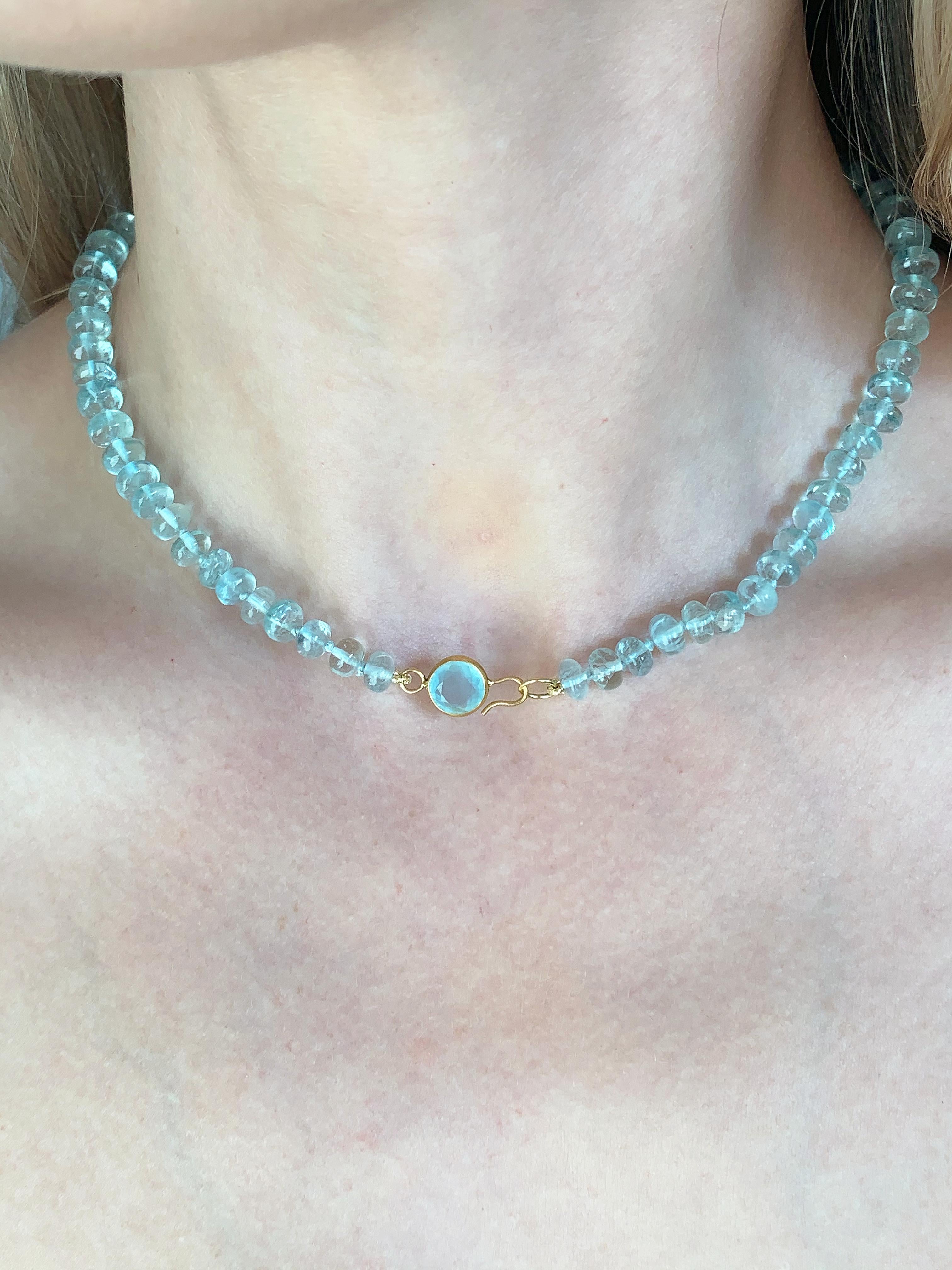 Women's Ico & the Bird Fine Jewelry Aquamarine 22 Karat Gold Necklace