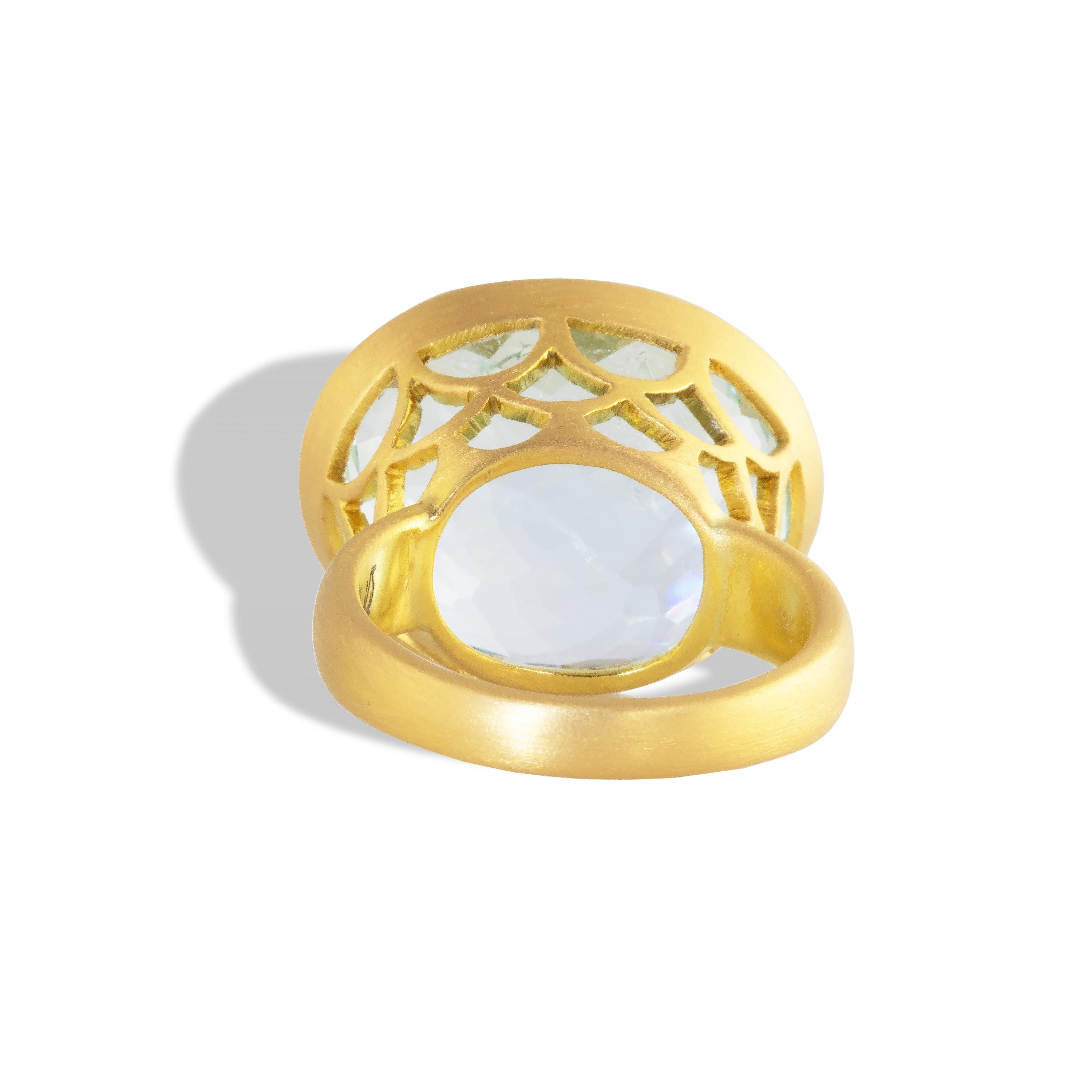 Ico & the Bird Fine Jewelry 20.5 carat Aquamarine Gold Ring For Sale 3