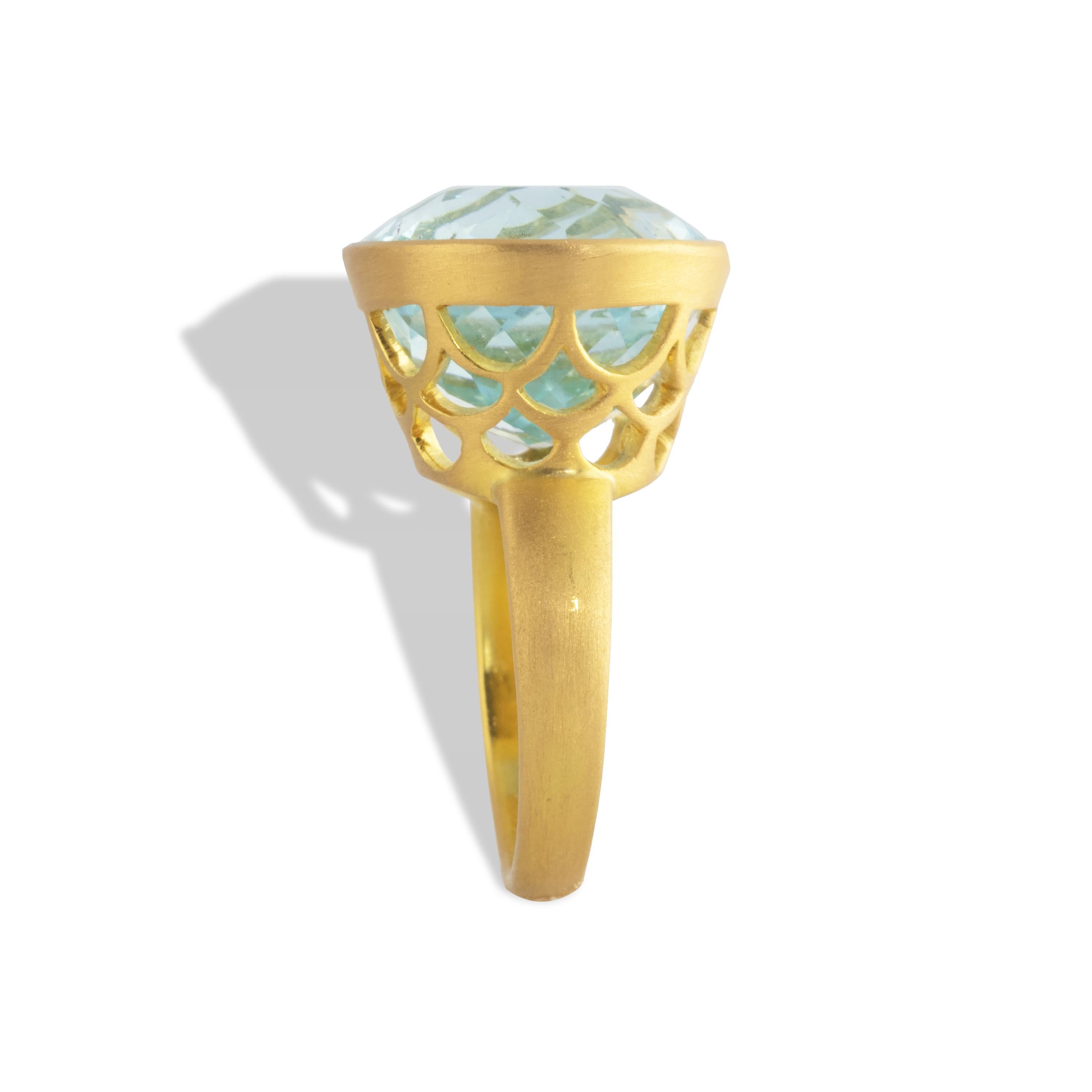 Ico & the Bird Fine Jewelry 20.5 carat Aquamarine Gold Ring For Sale 4