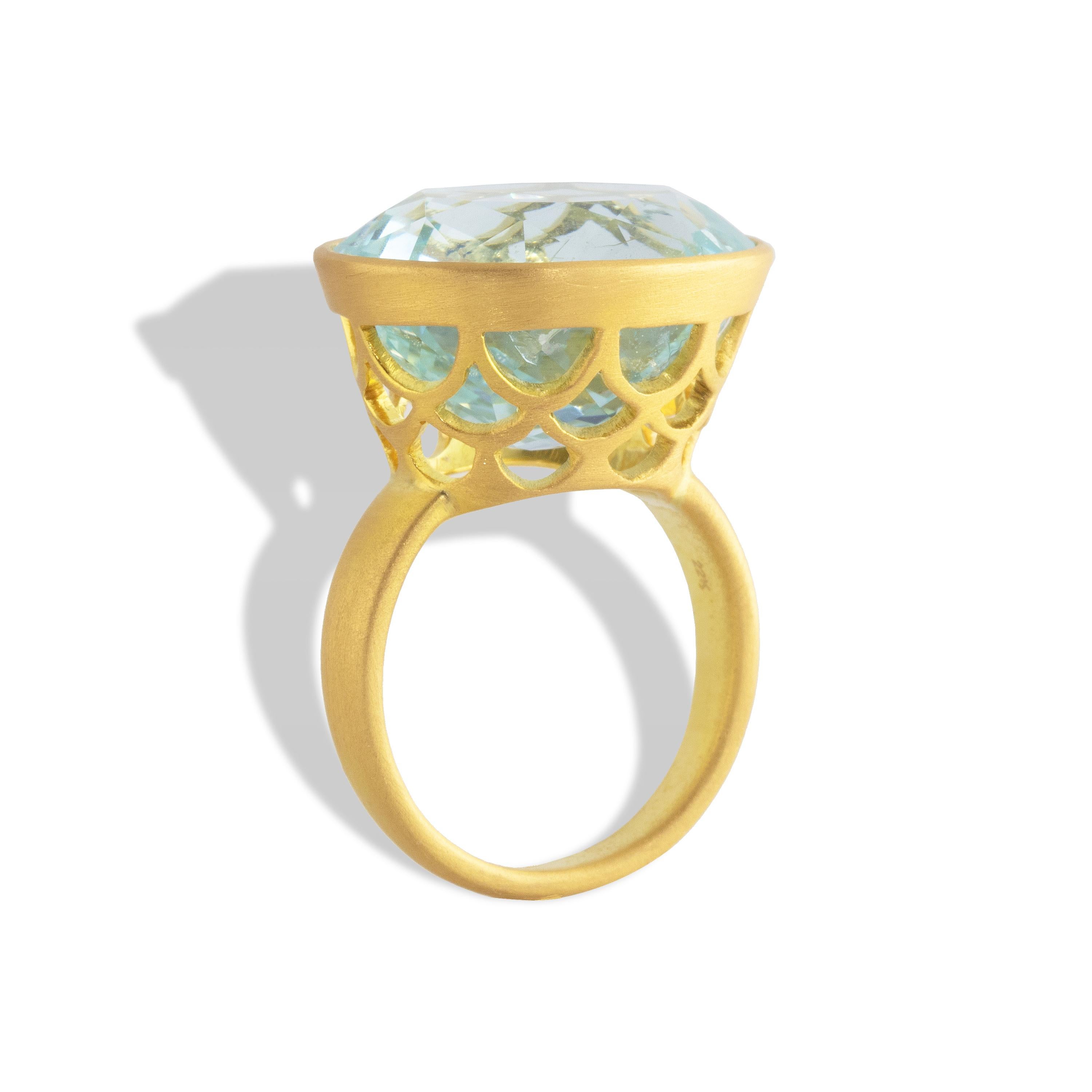 Ico & the Bird Fine Jewelry 20.5 carat Aquamarine Gold Ring For Sale 5