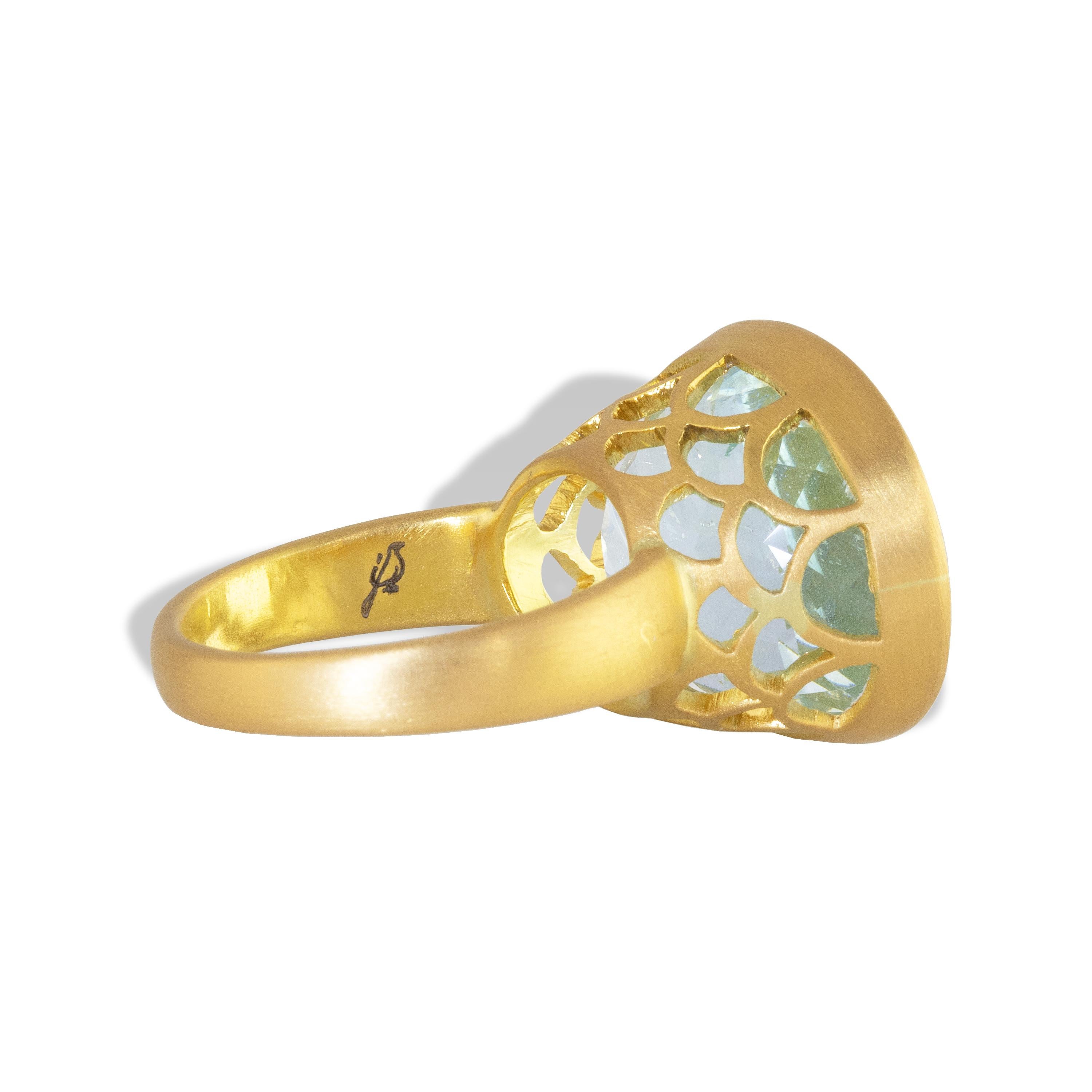 Ico & the Bird Fine Jewelry 20.5 carat Aquamarine Gold Ring In New Condition For Sale In Los Angeles, CA