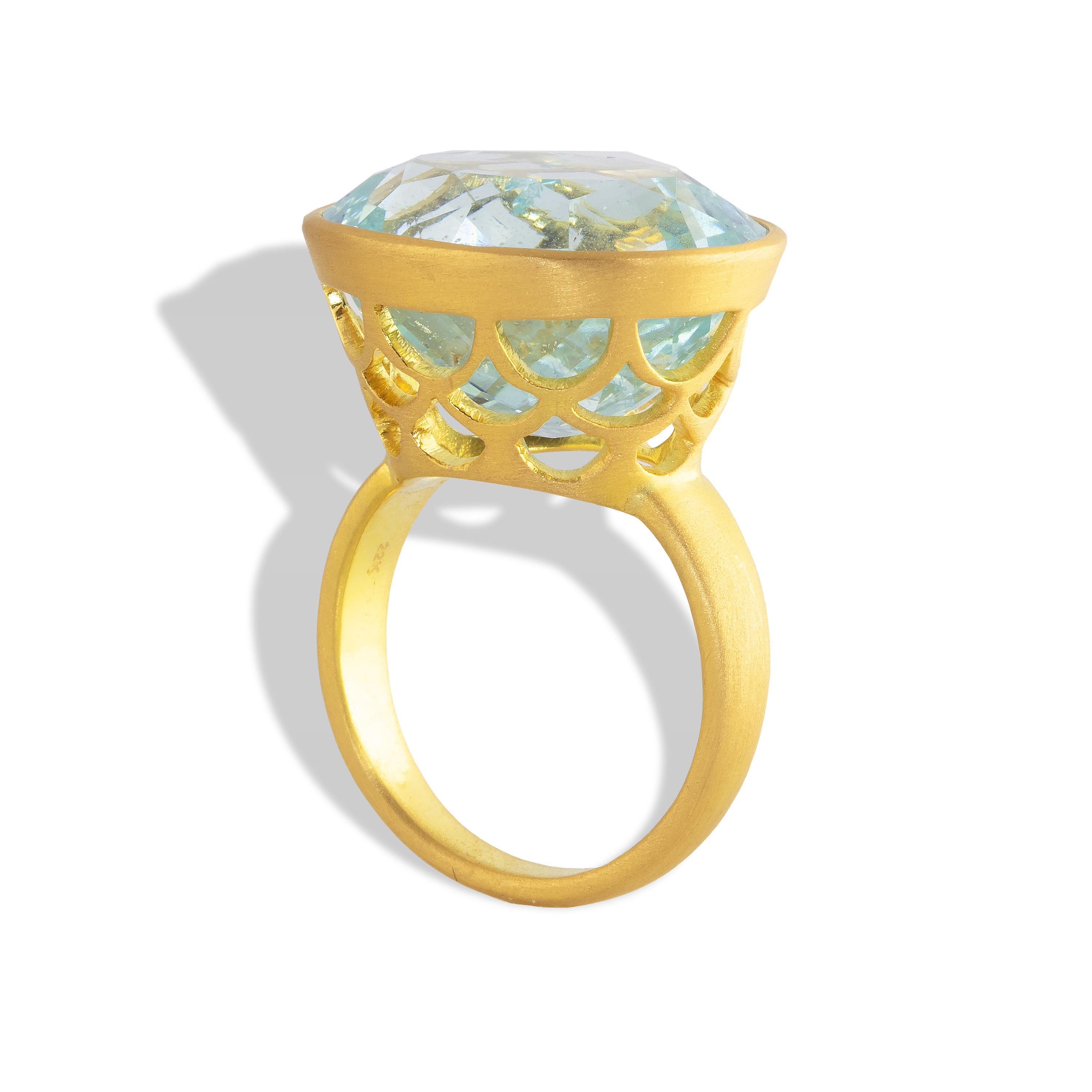 Ico & the Bird Fine Jewelry 20.5 carat Aquamarine Gold Ring For Sale 1