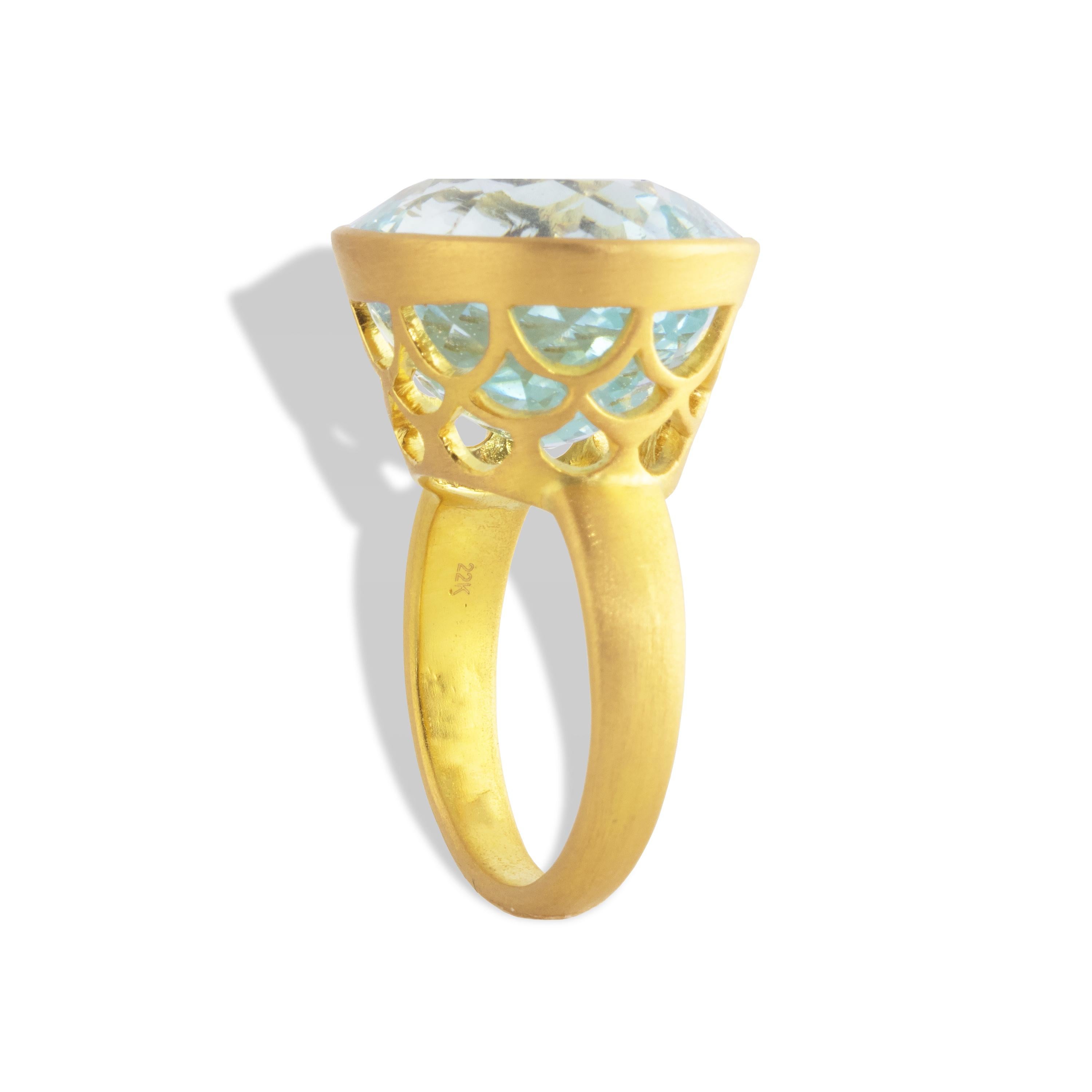 Ico & the Bird Fine Jewelry 20.5 carat Aquamarine Gold Ring For Sale 2
