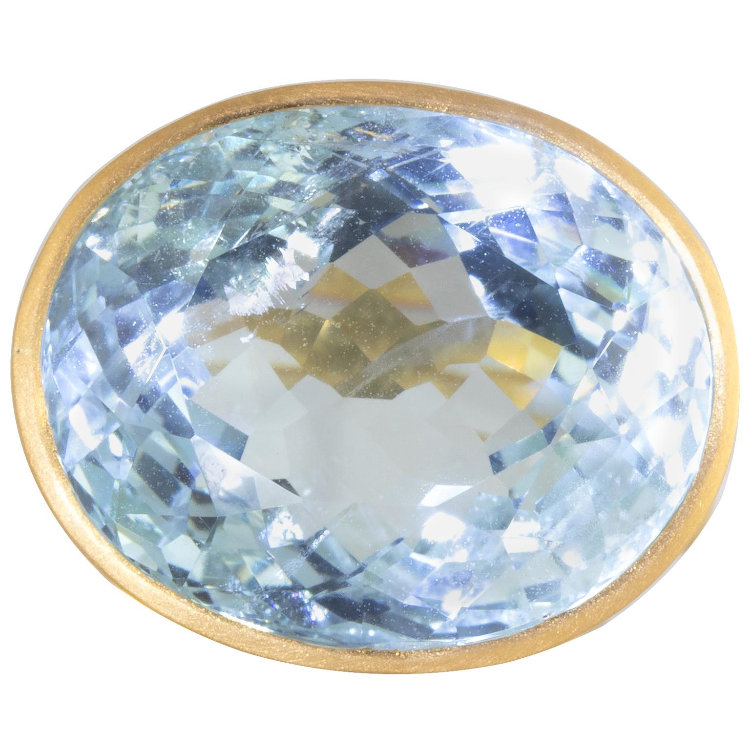 Ico & the Bird Fine Jewelry 20.5 carat Aquamarine Gold Ring For Sale