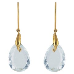 Ico & the Bird Fine Jewelry 20 carat Aquamarine Diamond Gold Earrings 