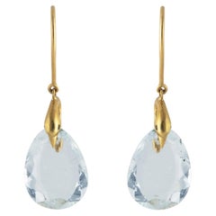 Ico & the Bird Fine Jewelry 20 carat Aquamarine Diamond Gold Earrings