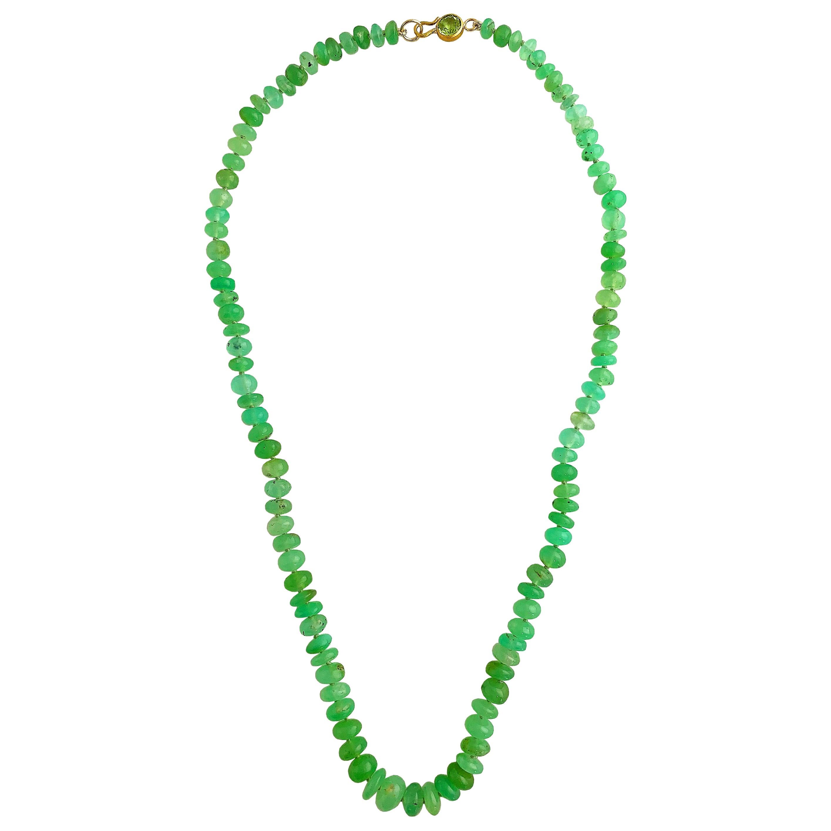 117.00 Cts Natural Green Peridot Untreated Beads Single Strand Necklace RS 