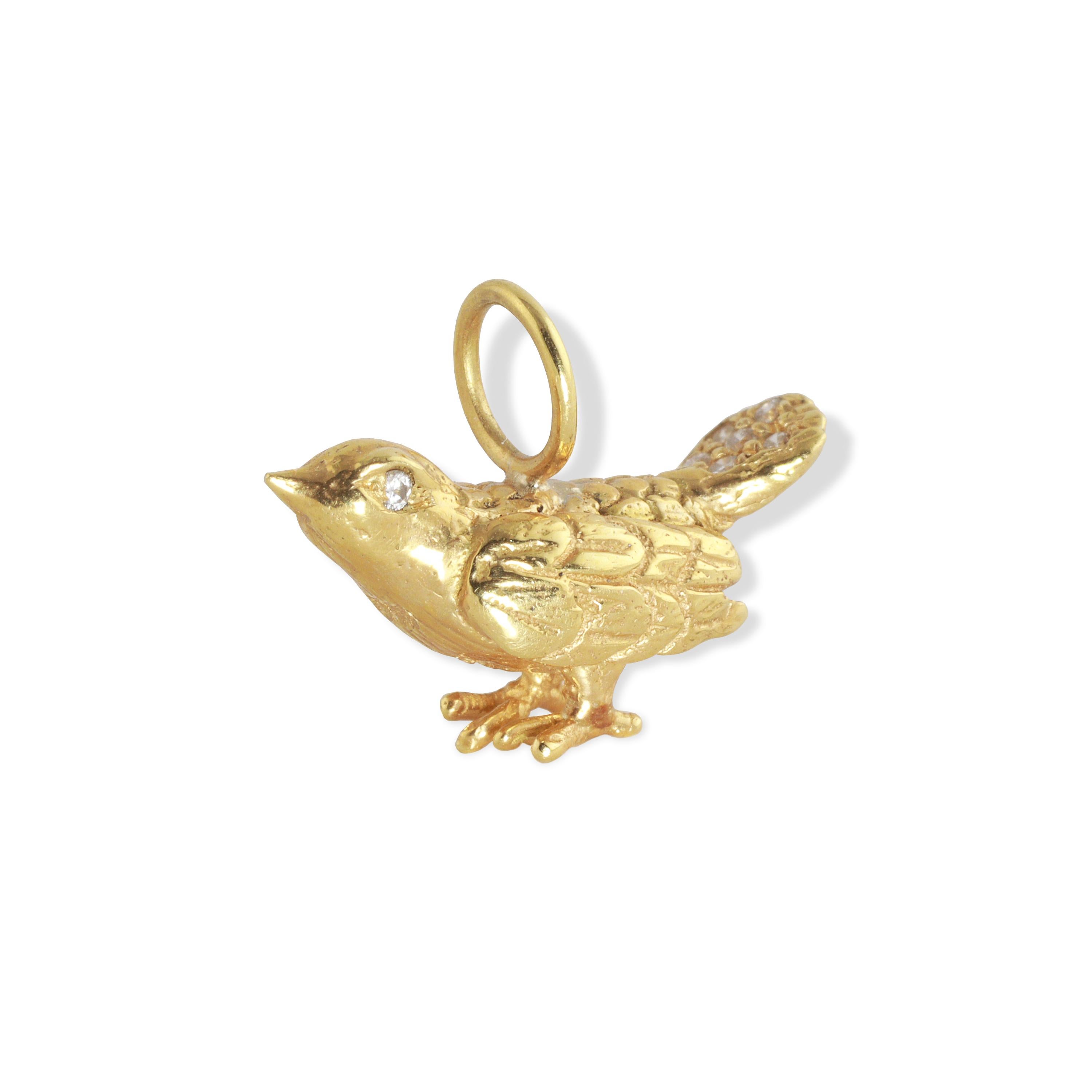 Artisan Ico & the Bird Fine Jewelry Diamond 18k Lucky Bird Pendant