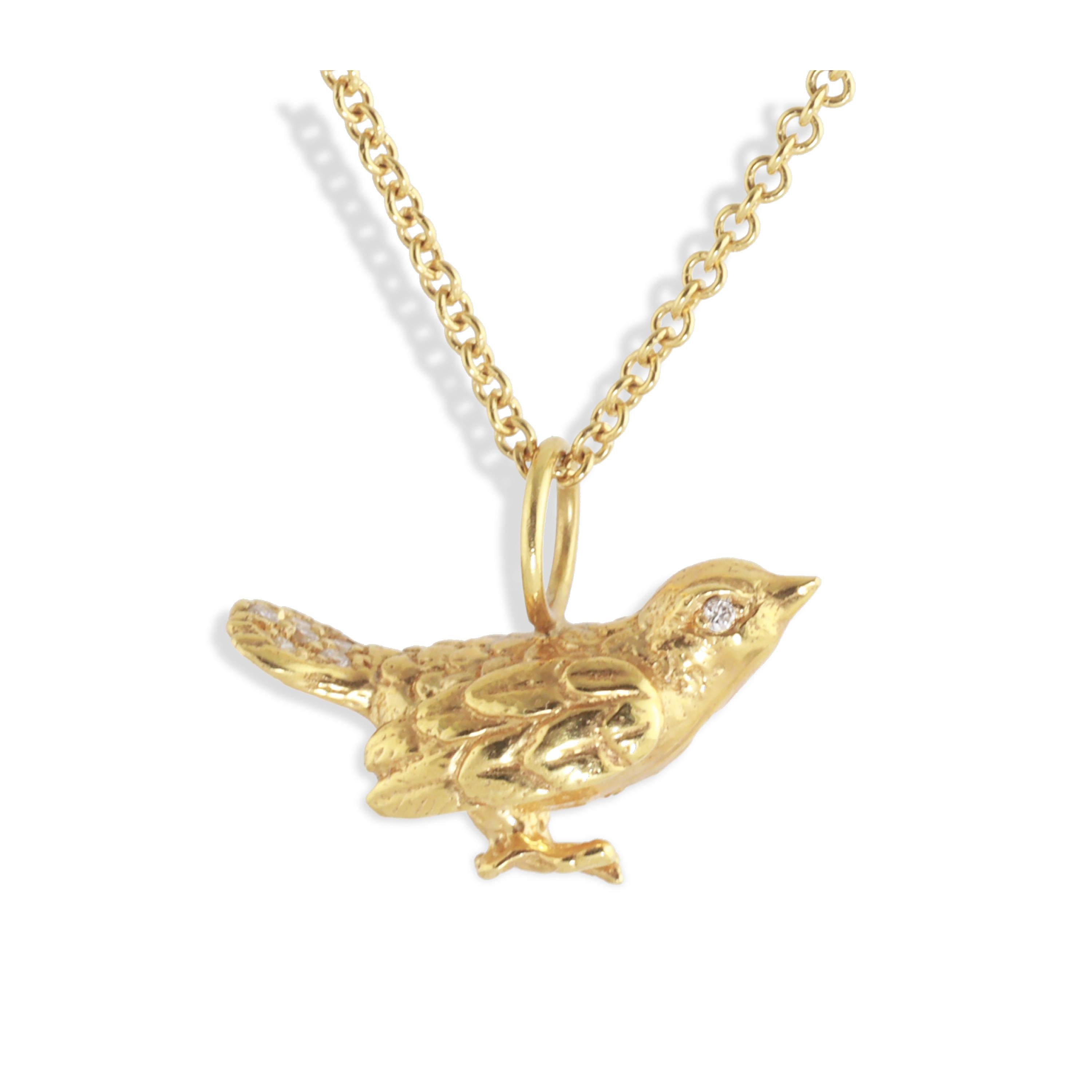 Ico & the Bird Fine Jewelry Diamond 18k Lucky Bird Pendant In New Condition In Los Angeles, CA