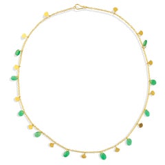Ico & the Bird Fine Jewelry Columbian Emerald Pebbles 22k Gold Necklace