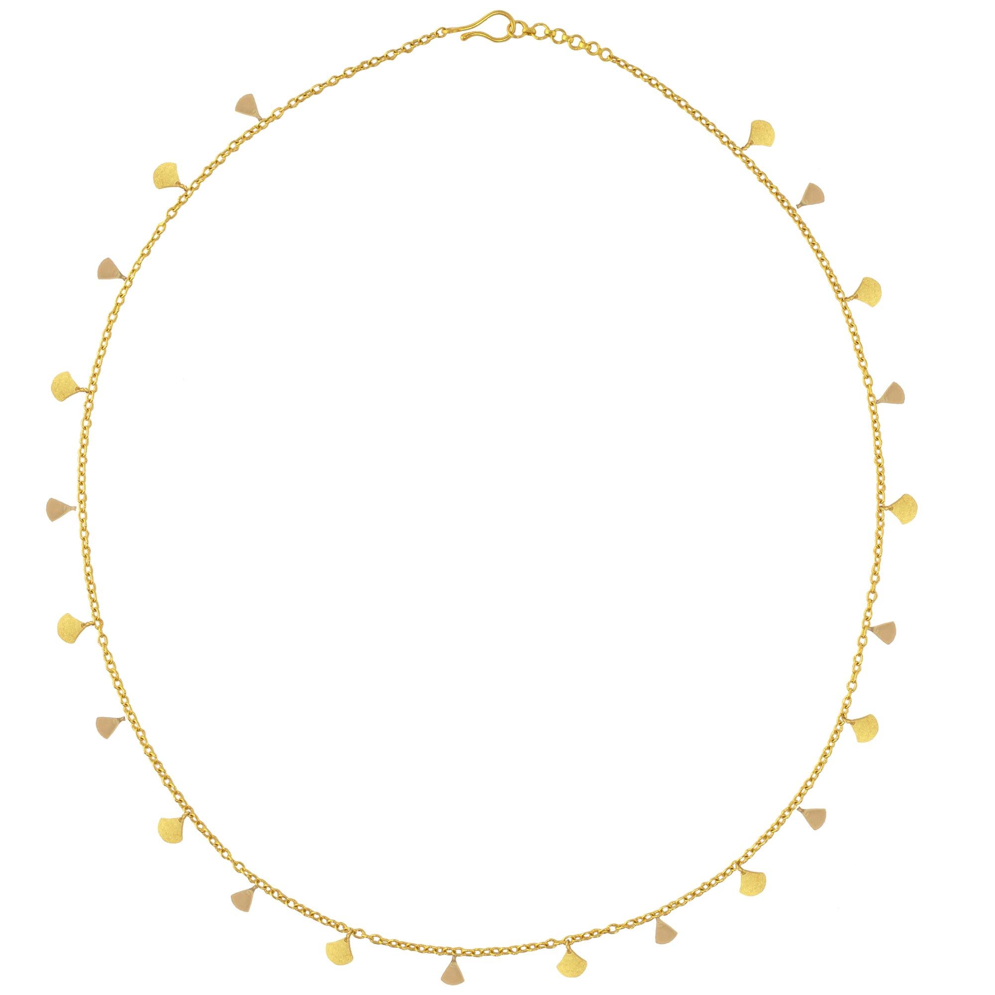 Ico & the Bird Fine Jewelry 'Fan' Sequin 22k Gold Necklace For Sale