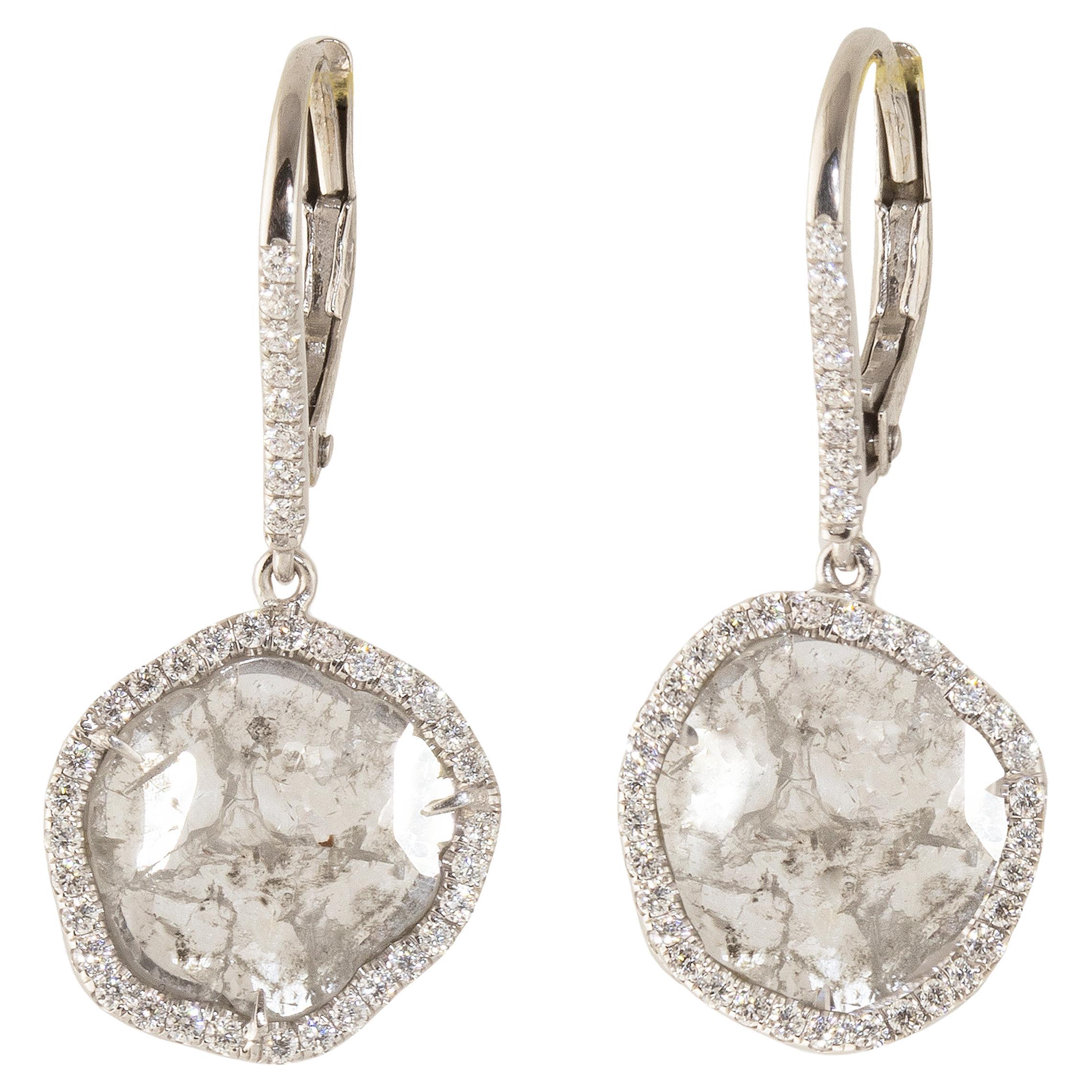 Ico & the Bird Fine Jewelry  4.35 carat Diamond White Gold Earrings For Sale