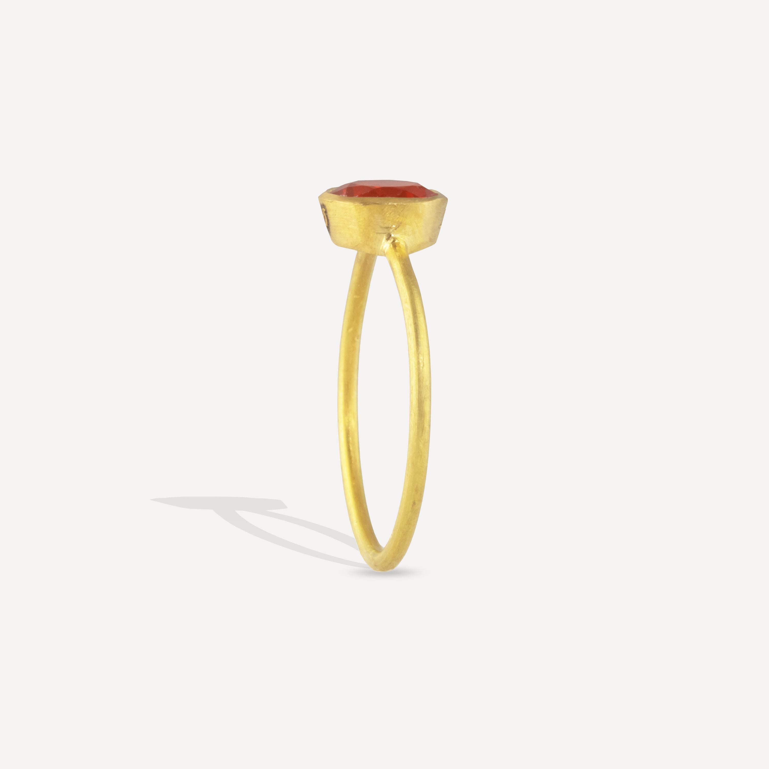 Brilliant Cut Ico & the Bird Fine Jewelry Fire Opal Stacking Ring 22k Gold For Sale
