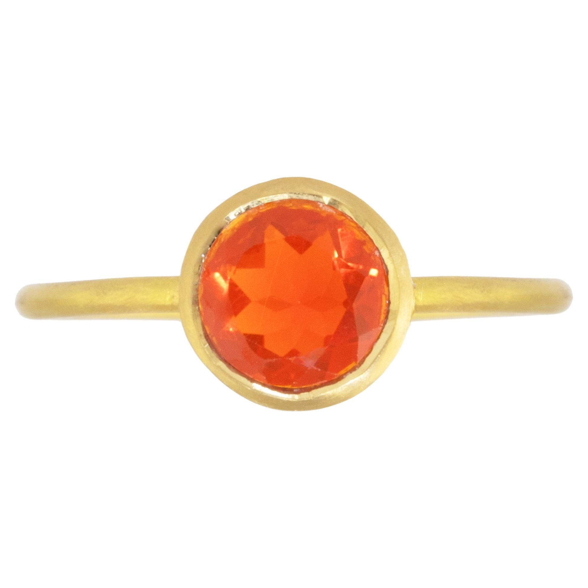 Ico & the Bird Fine Jewelry Fire Opal Stacking Ring 22k Gold