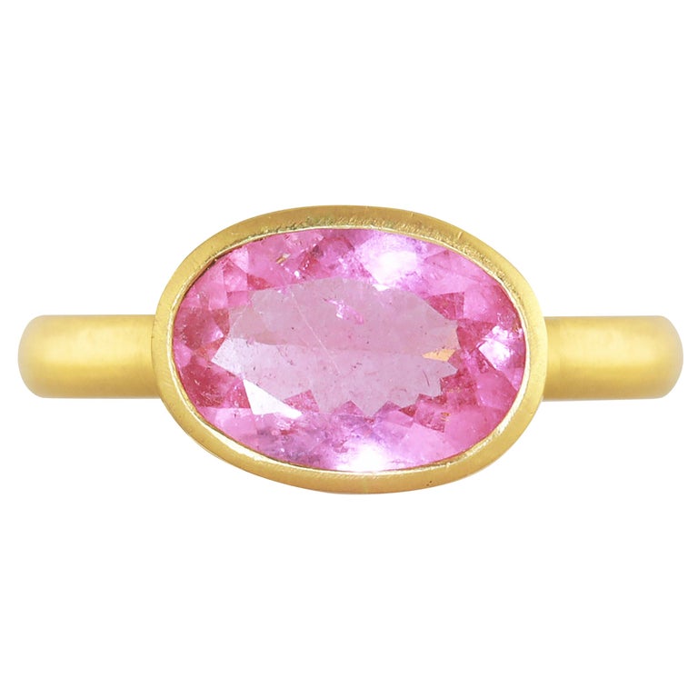 Ico and the Bird Fine Jewelry Hot Pink Tourmaline Jali 22 Karat Gold Ring  For Sale at 1stDibs