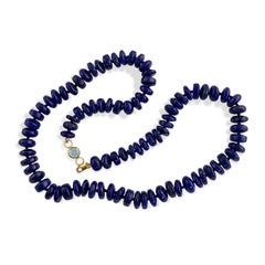 Ico & the Bird Fine Jewelry, Halskette aus 22 Karat Gold mit Lapislazuli und Aquamarin