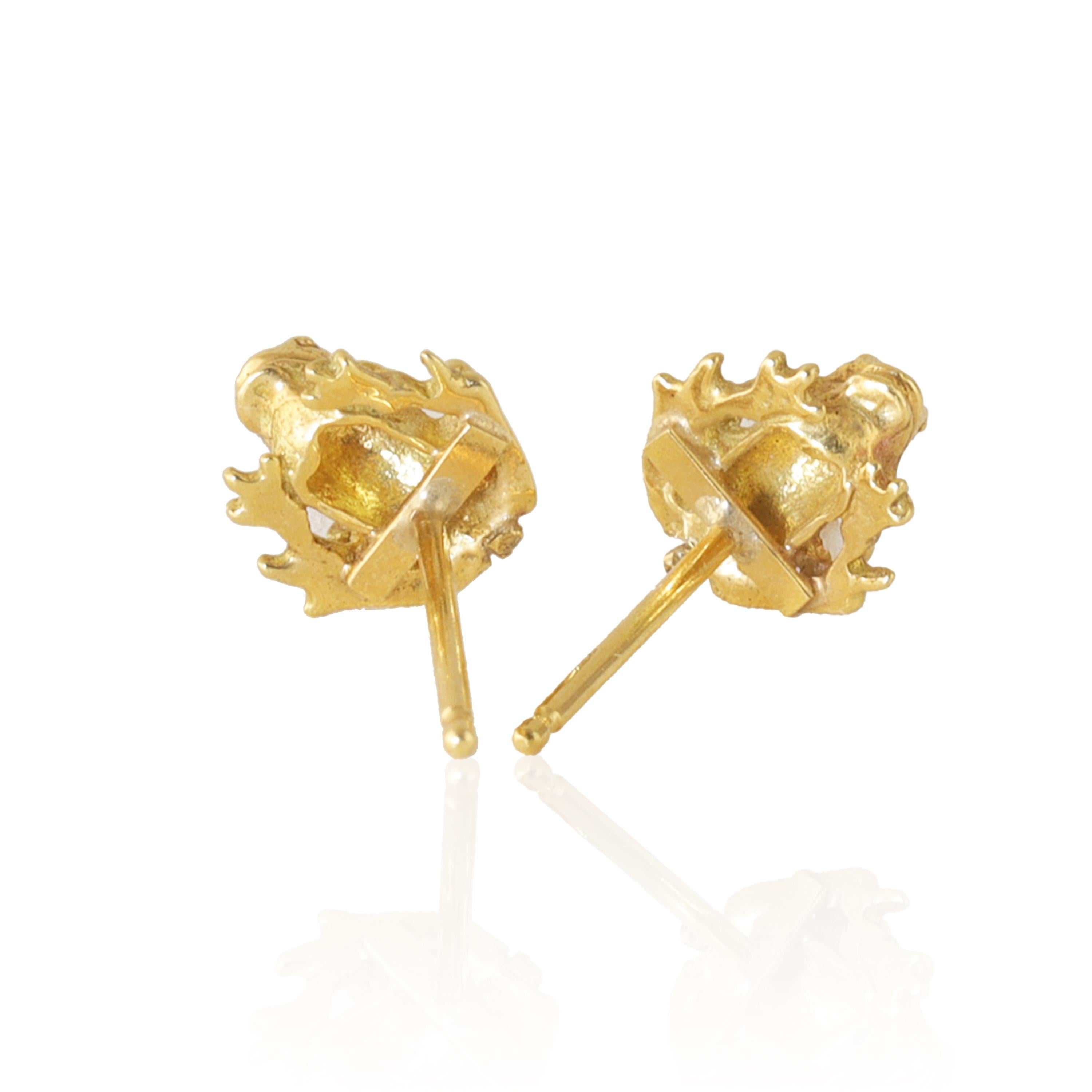 Artisan Ico & the Bird Fine Jewelry 'Lucky Frog' Stud Earrings in 18k Gold