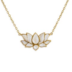 Ico & the Bird Fine Jewelry 9.75 carat Rainbow Moonstone Lotus Gold Necklace