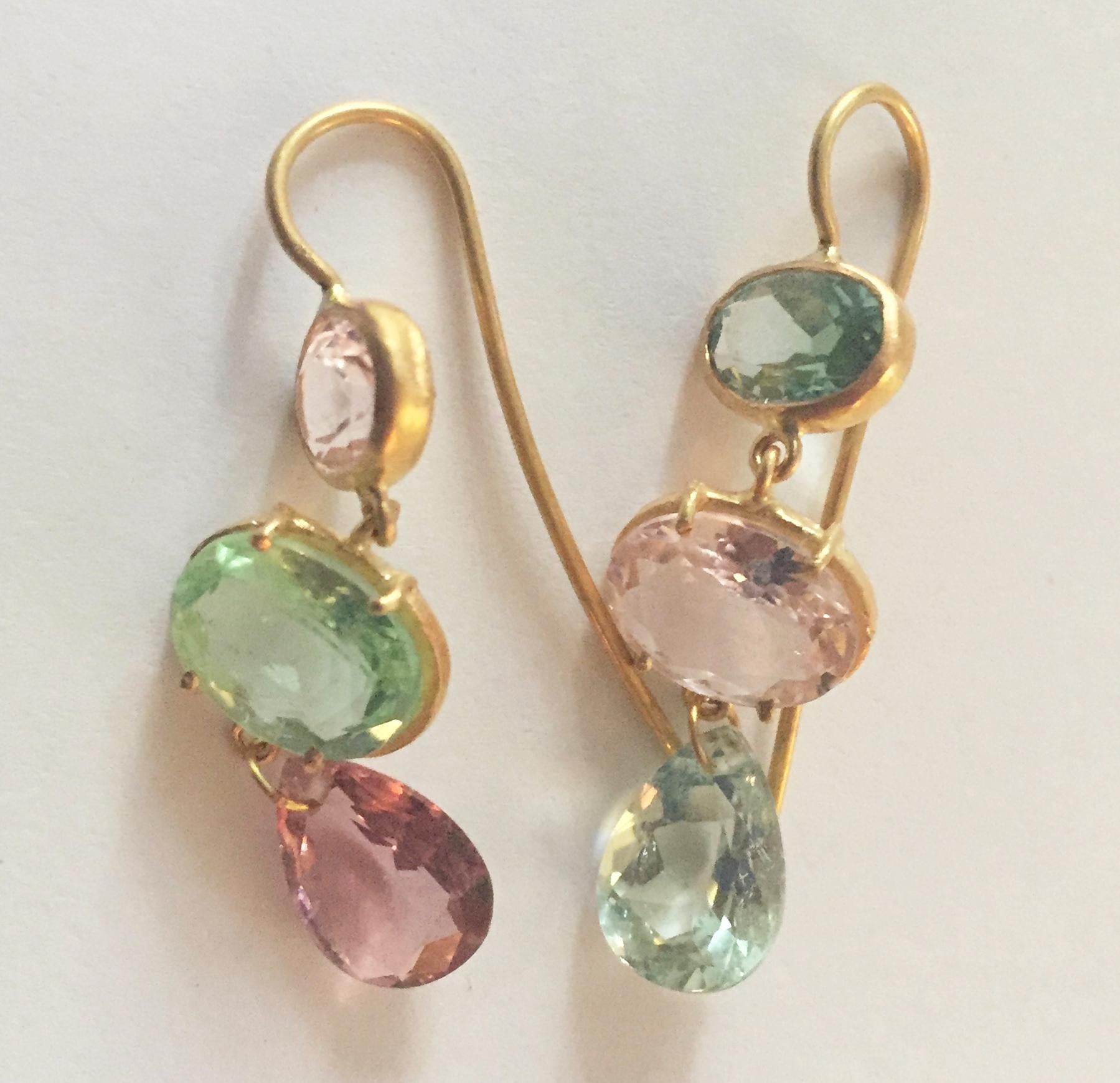 Women's Ico & the Bird Fine Jewelry Multi-Color Tourmaline 22k Gold Earrings 