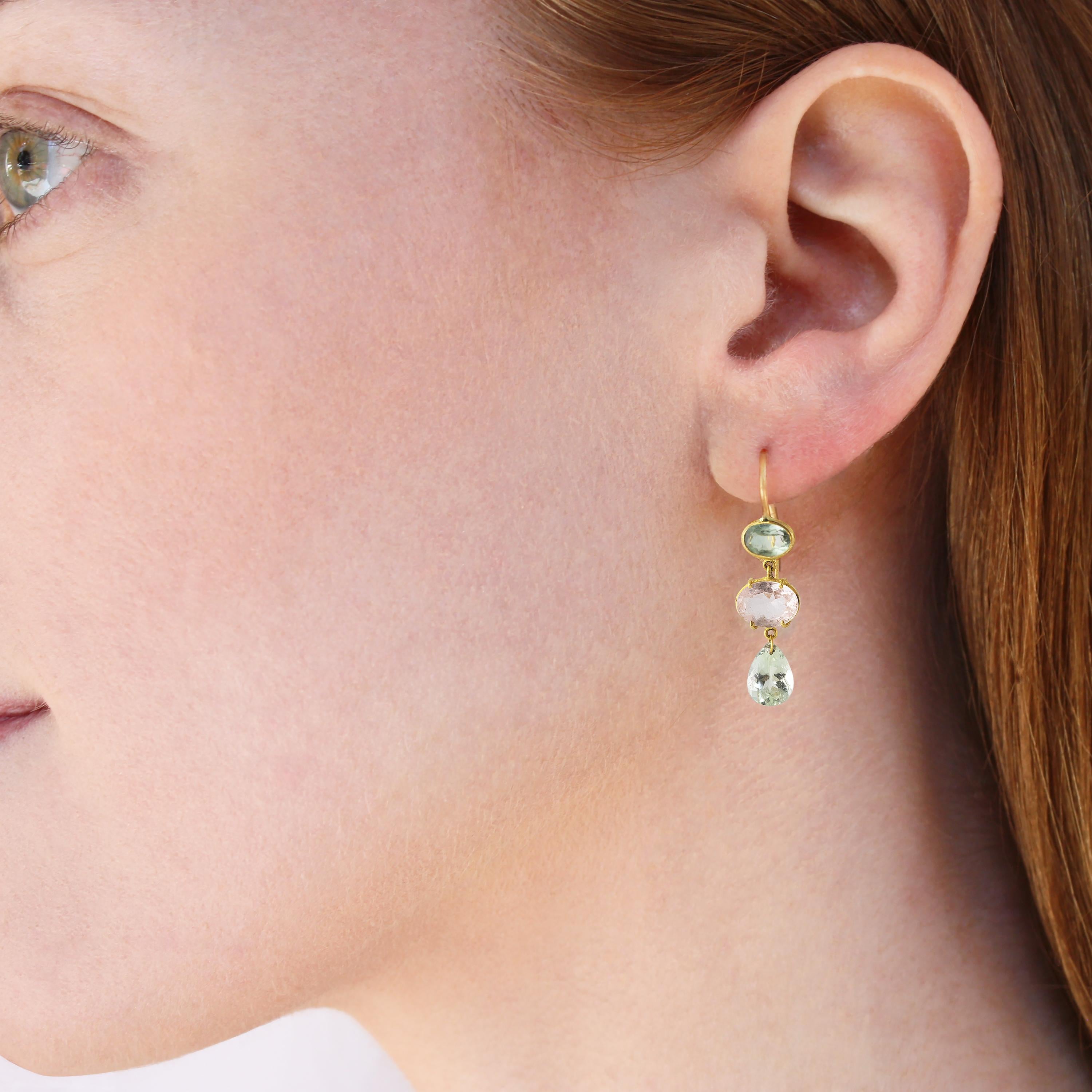 Ico & the Bird Fine Jewelry Multi-Color Tourmaline 22k Gold Earrings  2