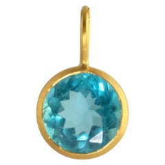 Ico & the Bird Fine Jewelry Neon Blue Apatite Round 22k Pendant