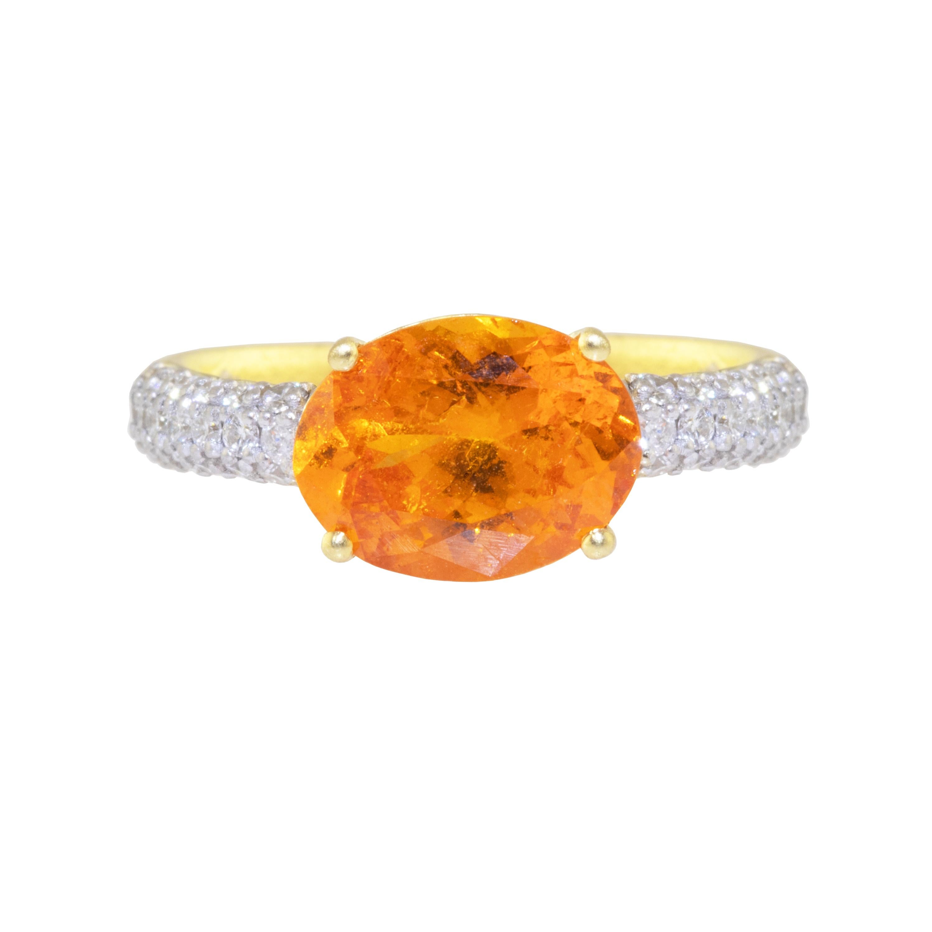 Ico & the Bird Fine Jewelry 3.97 ct Spessartite Orange Garnet Diamond Gold Ring  For Sale