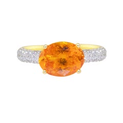 Ico & the Bird Fine Jewelry Orange Spessartite Garnet Diamond Wave 18k Gold Ring