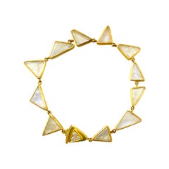 Ico & the Bird Fine Jewelry Rainbow Moonstone Diamond Triangle 22k gold Bracelet