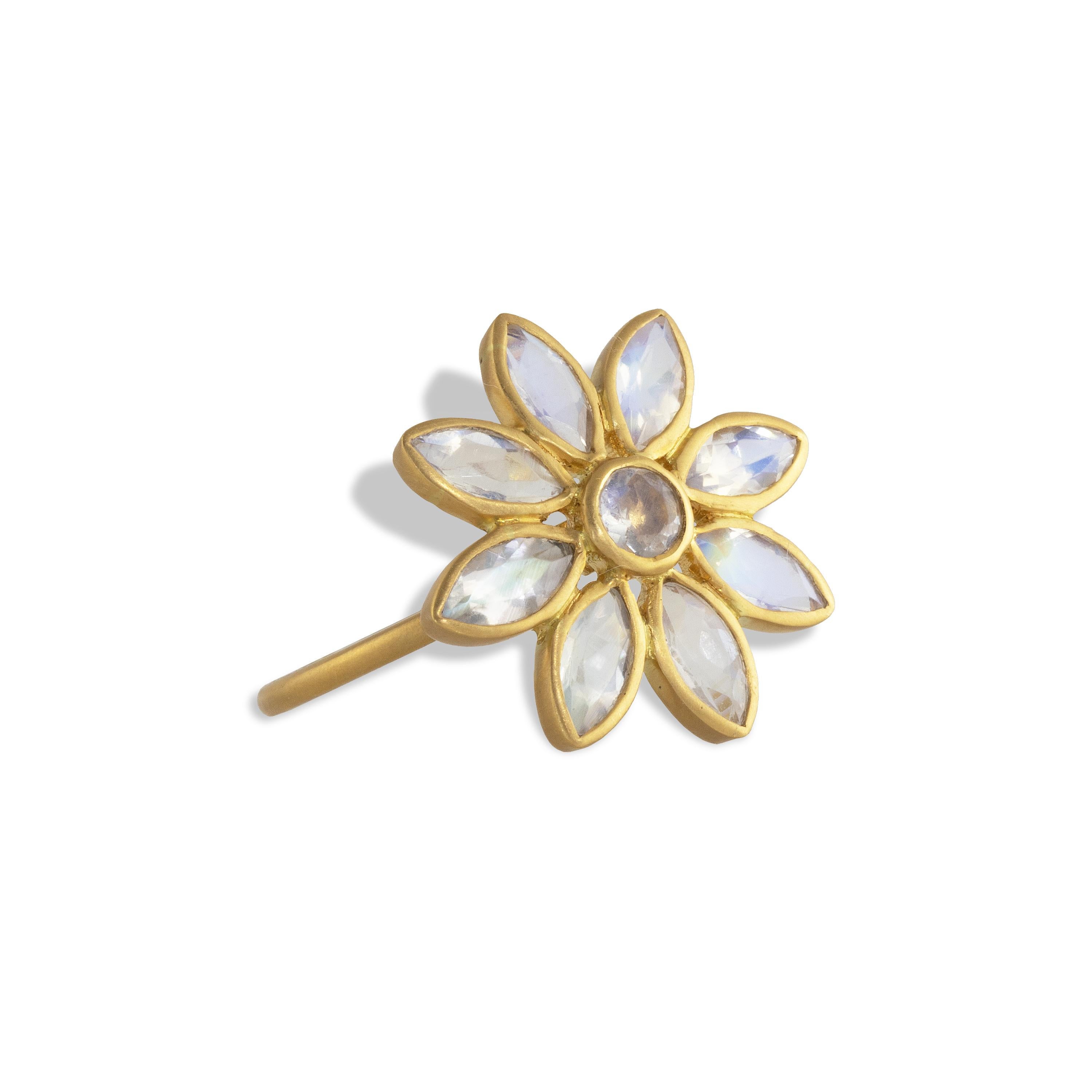 moonstone flower ring