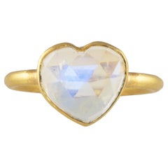 Ico & the Bird Fine Jewelry Rainbow Moonstone Heart 22k Ring
