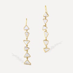 Ico & the Bird Fine Jewelry Rainbow Moonstone Triangle Earrings in 22k Gold