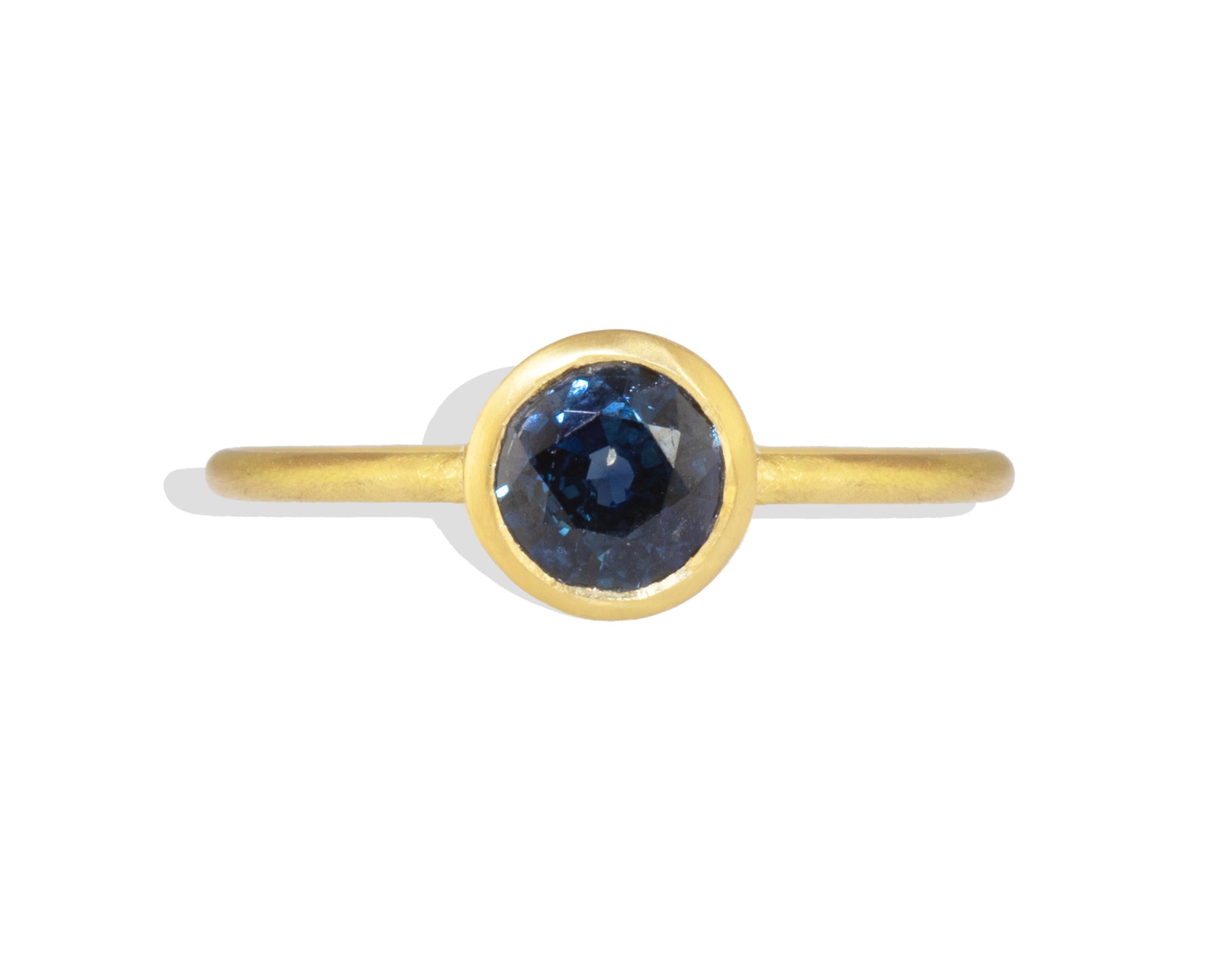 Artisan Ico & the Bird Fine Jewelry Sapphire Stacking Ring 22k Gold For Sale