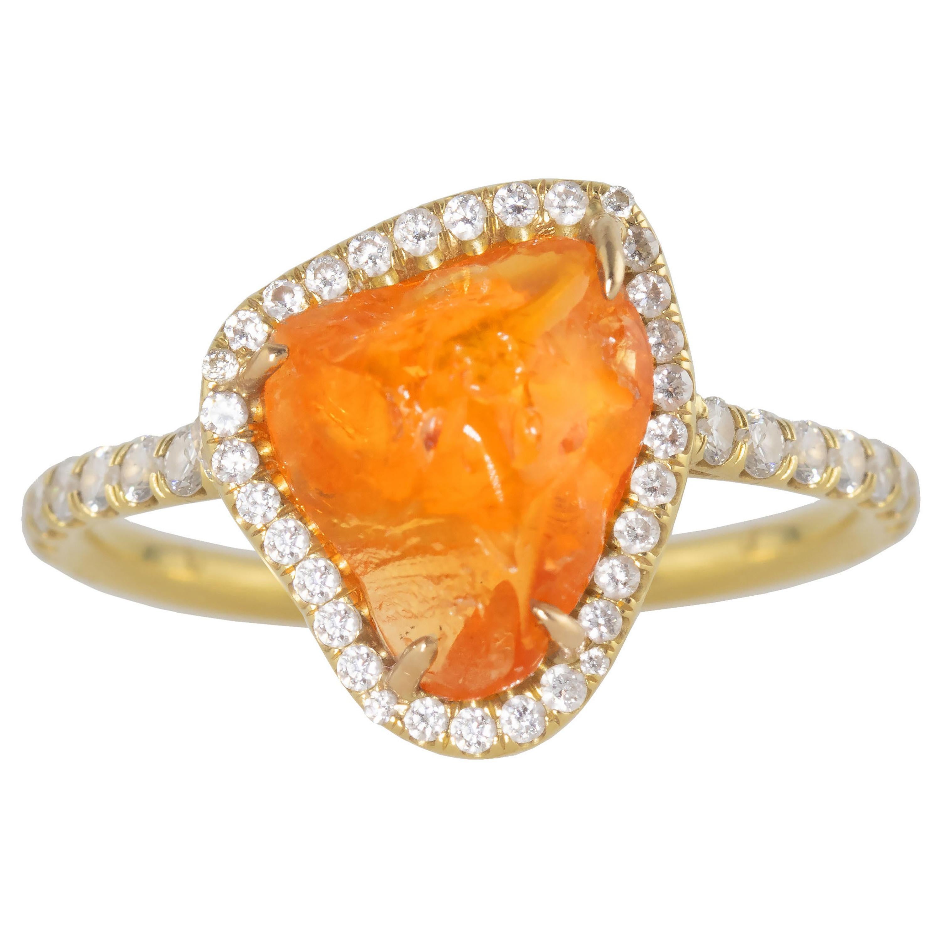 Ico & the Bird Fine Jewelry Bague en or avec grenat orange de 9,96 carats et diamants