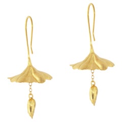 Used Ico & the Bird Fine Jewelry & Turquoise Mountain Myanmar Lotus Gold Earrings
